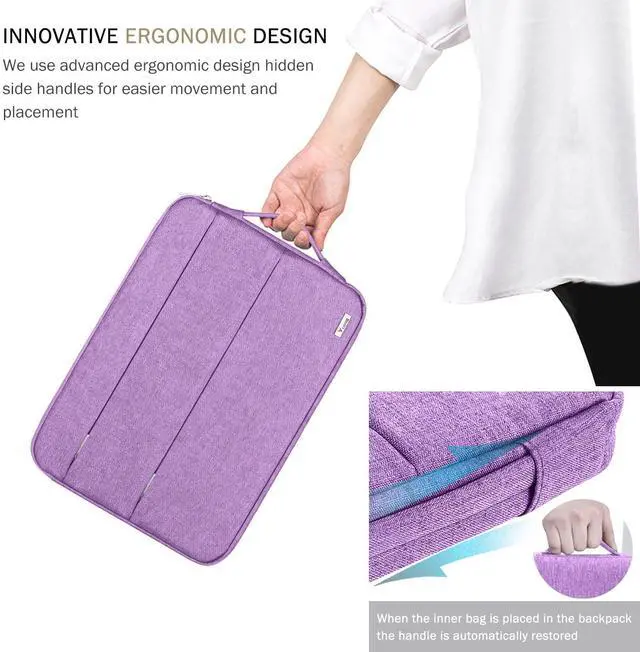 Alt view image 5 of 5 - Voova 15.6 16 Inch Laptop Sleeve Case Compatible with MacBook Pro 16 M1/M2/M3/M4 Max 2019-2025, 15.6-16 Hp Lenovo Acer Asus, Waterproof Slim Computer Bag Cover with Handle, Lavender