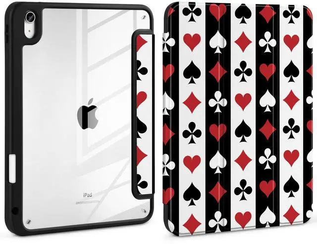Main image of Loyrina Case for iPad Air 13 inch 2025 M3 2024 M2 Release Slim Lightweight Shockproof Cute Printed Cover with Clear Back TPU Edge Pencil Holder Trifold Stand Auto Wake Sleep, Suit of Playing Card