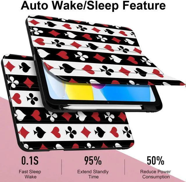 Alt view image 3 of 5 - Loyrina Case for iPad Air 13 inch 2025 M3 2024 M2 Release Slim Lightweight Shockproof Cute Printed Cover with Clear Back TPU Edge Pencil Holder Trifold Stand Auto Wake Sleep, Suit of Playing Card