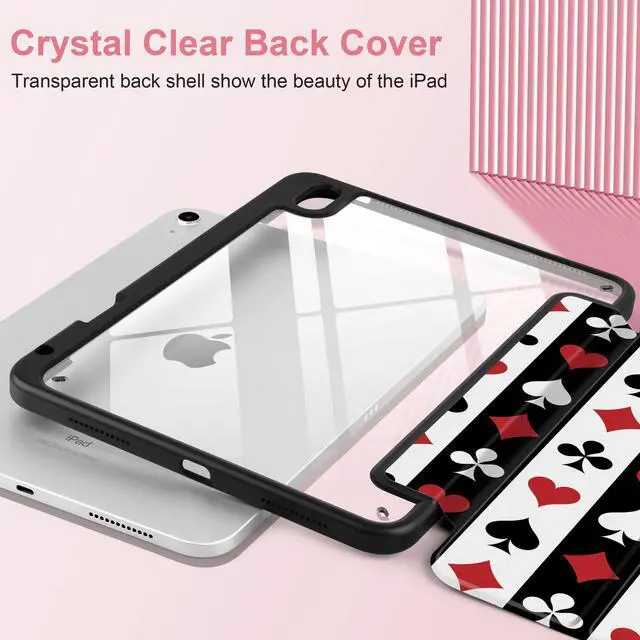 Alt view image 4 of 5 - Loyrina Case for iPad Air 13 inch 2025 M3 2024 M2 Release Slim Lightweight Shockproof Cute Printed Cover with Clear Back TPU Edge Pencil Holder Trifold Stand Auto Wake Sleep, Suit of Playing Card