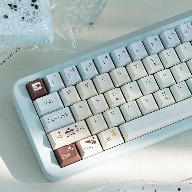 Main image of COOMICKEY PBT Keycaps 145 Keys Dye-Sub Cherry Profile Keycaps, Cute Blue Custom Key Cap Set Fit for 61/64/87/104/108 Cherry Mx Switches ISO ANSI Layout Alice Keyboard Mechanical Keyboards