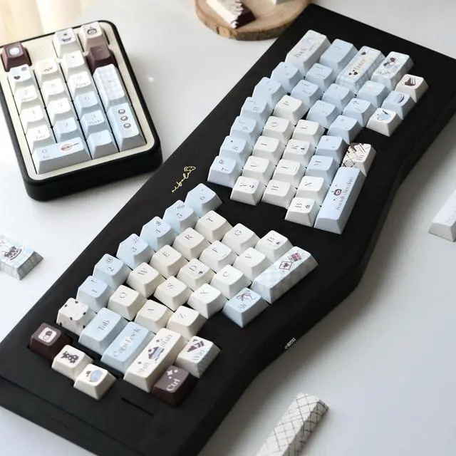 Alt view image 5 of 5 - COOMICKEY PBT Keycaps 145 Keys Dye-Sub Cherry Profile Keycaps, Cute Blue Custom Key Cap Set Fit for 61/64/87/104/108 Cherry Mx Switches ISO ANSI Layout Alice Keyboard Mechanical Keyboards