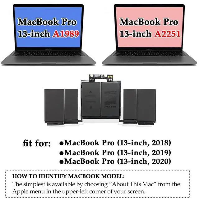 Alt view image 4 of 5 - ANTIEE A1989 A1964 Laptop Battery for MacBook Pro 13 Inch A1989 (Mid 2018 2019) A2251(2020 Release) EMC 3214 3358 3348 MR9Q2LL/A MR9R2LL/A MR9T2LL/A MR9U2LL/A MR9V2LL/A MV962LL/A MV9A2LL/A