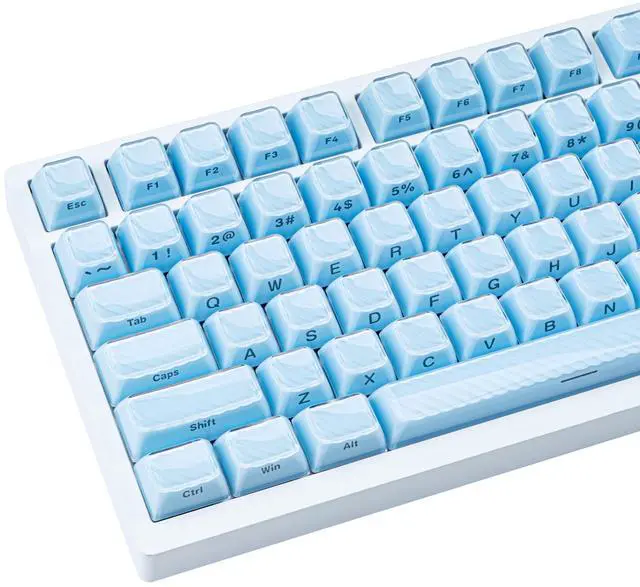 Main image of TIMSEKER Wave Texture Custom Blue Jelly Keycap, Double Shot ASA Profile Side Print Keycap for Gaming Mechanical Keyboard, 142 Keys, Smooth PC Surface & ABS Material