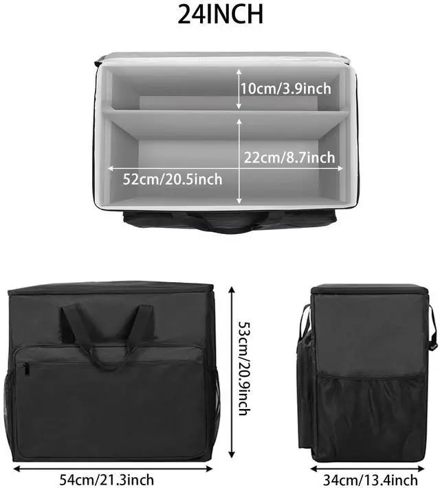 Alt view image 2 of 5 - BUBM PC Carrying Case on Wheels, Desktop Travel Bag with Detachable Trolley for PC Tower, monitor, Keyboard and Mouse, Black (Bag Only, For 24" Monitor)