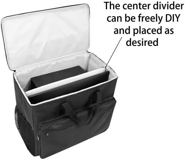 Alt view image 5 of 5 - BUBM PC Carrying Case on Wheels, Desktop Travel Bag with Detachable Trolley for PC Tower, monitor, Keyboard and Mouse, Black (Bag Only, For 24" Monitor)