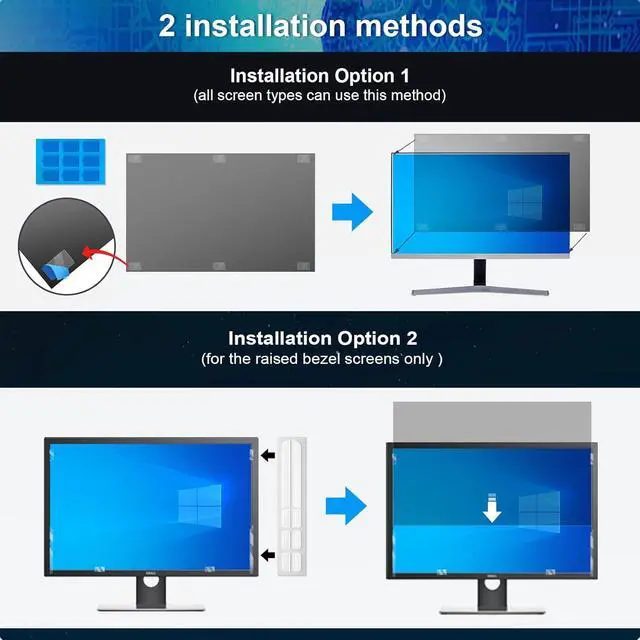 Alt view image 5 of 5 - [2 Pack] Easges 23.8 Inch Computer Privacy Screen Filter for 16:9 Aspect Ratio, Eye Protection, Anti-Glare, Anti-Blue Light Computer Monitor Privacy Filter, Removable Anti-Scratch 23.8" Protector Film
