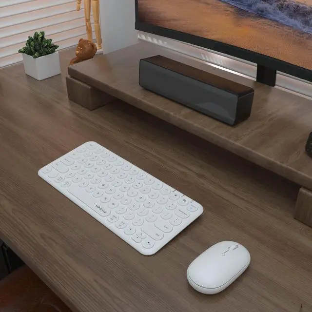 Alt view image 3 of 5 - Mini Computer Wireless Keyboard and Mouse Combo, UBOTIE Colorful Compact Silent Linear Switch Round Keycaps TKL Keyboards with Optical Mouse for Travel Business(White)