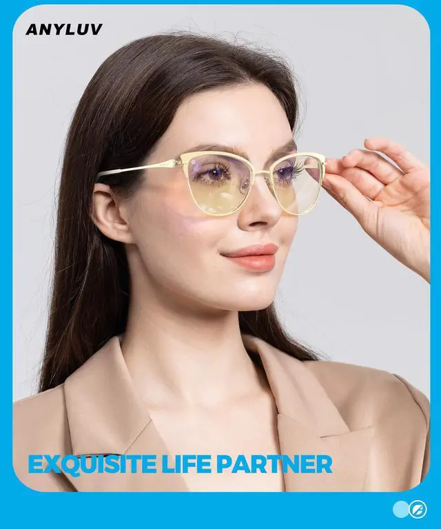 Alt view image 2 of 5 - ANYLUV Blue Light Glasses for Women,Fashionable Cat Eye Design Glasses Silicone Nose Pad Lightweight Computer Screen Glasses
