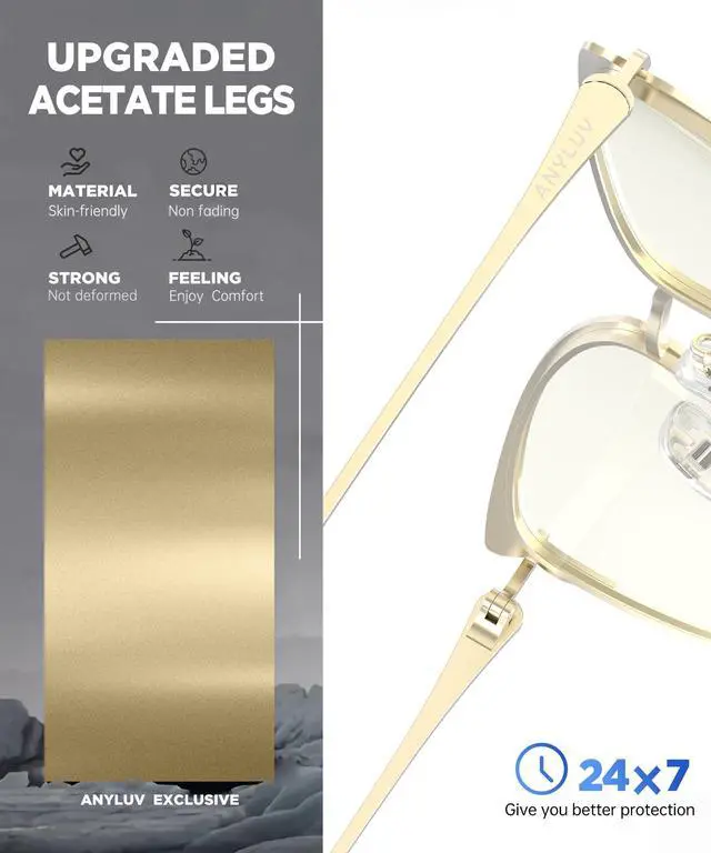 Alt view image 3 of 5 - ANYLUV Blue Light Glasses for Women,Fashionable Cat Eye Design Glasses Silicone Nose Pad Lightweight Computer Screen Glasses