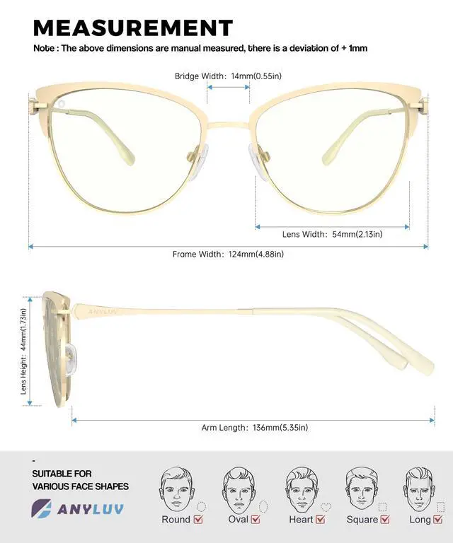 Alt view image 5 of 5 - ANYLUV Blue Light Glasses for Women,Fashionable Cat Eye Design Glasses Silicone Nose Pad Lightweight Computer Screen Glasses