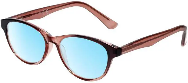 Main image of Medspex Corinne McCormack Polly Color Therapy Reading Glasses +1.25 Pink Black Fade/Baby Blue Womens Fluorescent Light Sensitivity Chromotherapy Chakra Healing