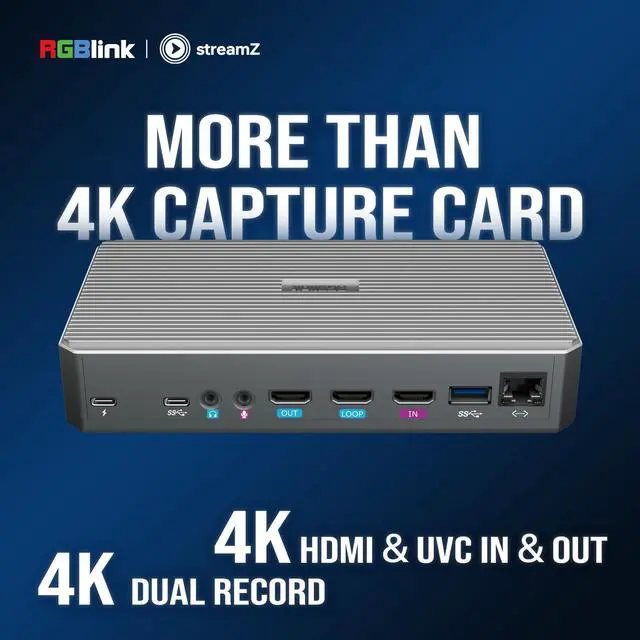 Alt view image 3 of 5 - RGBlink StreamZ AI Agent System  Dual 4K60 Capture & Recording, Low Latency HDMI/USB-C 3.0 Game Capture Card for Streaming, PS5, Xbox, Switch, NAS Hub, AI Agents, Editing & Live Streaming for UGC
