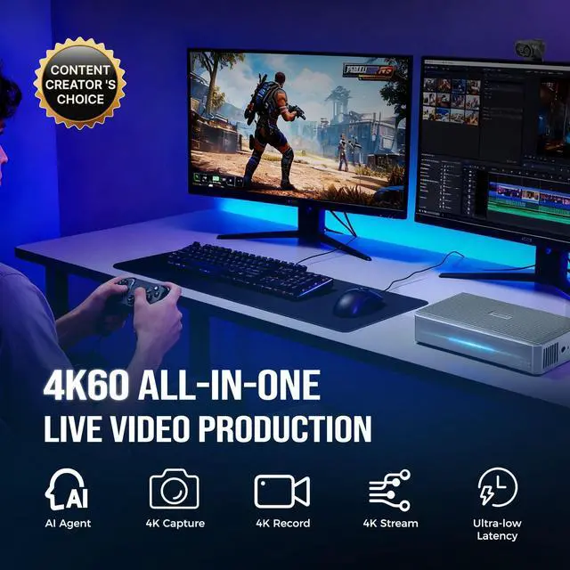 Alt view image 2 of 5 - RGBlink StreamZ AI Agent System  Dual 4K60 Capture & Recording, Low Latency HDMI/USB-C 3.0 Game Capture Card for Streaming, PS5, Xbox, Switch, NAS Hub, AI Agents, Editing & Live Streaming for UGC