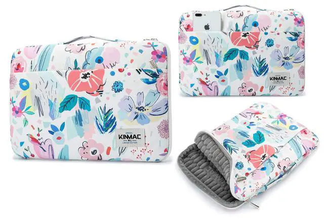 Alt view image 3 of 4 - Kinmac 360° Protective Laptop Sleeve Case Bag Cover with Handle for MacBook Pro 16 inch,16 inch HP,Lenovo,Dell,ASUS,Acer Ultrabook and Business Laptop (Flowers)