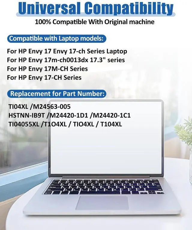 Alt view image 5 of 5 - 55.67Wh 4-Cell TI04XL M24563-005 Battery Replacement for HP Envy 17 Envy 17-ch Series Laptop HP Envy 17 Envy 17-ch Series Laptop HSTNN-IB9T M24420-1D1 M24563-005 TI04055XL M24420-1C1 -15.12V