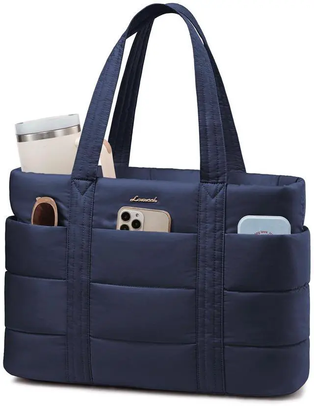 Main image of LOVEVOOK Tote Bag for Women, Large Puffer Work Tote Laptop Bag, Lightweight Travel Tote Bag with Zipper Gifts for Women