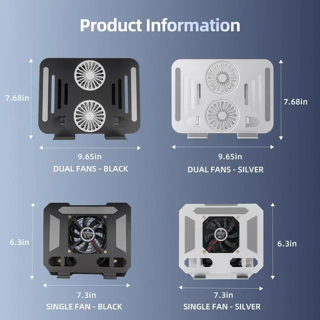 Alt view image 2 of 5 - Laptop Cooling Stand with Turbo Fan, 360° Rotating Adjustable Height & Angle, Foldable Aluminum Ergonomic Notebook Riser for 1017 inch Laptops (Space Silver)