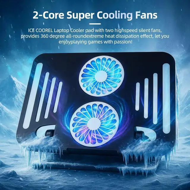 Alt view image 3 of 5 - Laptop Cooling Stand with Turbo Fan, 360° Rotating Adjustable Height & Angle, Foldable Aluminum Ergonomic Notebook Riser for 1017 inch Laptops (Space Silver)