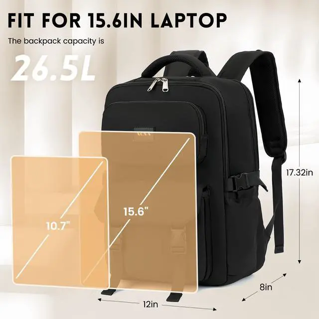 Alt view image 4 of 5 - XQXA Travel Backpack For Women Men Flight Approved, Carry on Backpack Bag Luggage, Personal Item Backpack Bag, Laptop Backpack Casual Daypack for travel, work, daily life, business trips (Black)