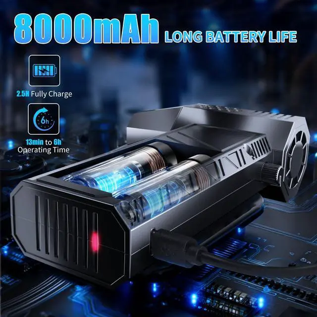 Alt view image 3 of 5 - VVICOGARD Compressed Air Duster, 2 in 1 150000RPM Stepless Speed Electric Air Duster and Vacuum Cleaner, 8000mAh Rechargeable Powerful Air Blower for PC, Keyboard, Car, Outdoor