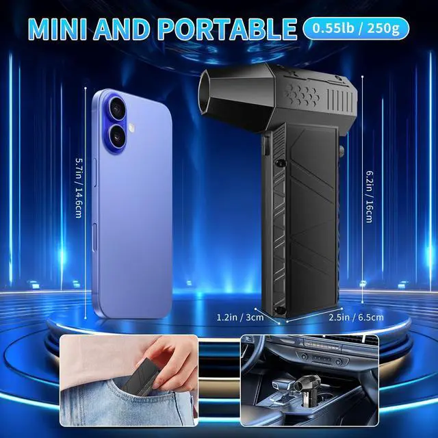 Alt view image 5 of 5 - VVICOGARD Compressed Air Duster, 2 in 1 150000RPM Stepless Speed Electric Air Duster and Vacuum Cleaner, 8000mAh Rechargeable Powerful Air Blower for PC, Keyboard, Car, Outdoor