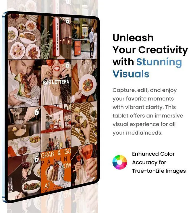 Alt view image 4 of 5 - UXD A5 Android Tablet 10 Inch, Android 15, Octa-Core CPU, 12GB RAM 256GB ROM, 1280x800 IPS Display, 5MP+15MP Camera, WiFi 6, 4G LTE, 6000mAh Battery, Includes Keyboard, Mouse & Case  Blue