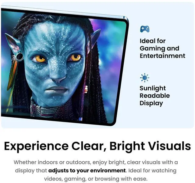 Alt view image 5 of 5 - UXD A5 Android Tablet 10 Inch, Android 15, Octa-Core CPU, 12GB RAM 256GB ROM, 1280x800 IPS Display, 5MP+15MP Camera, WiFi 6, 4G LTE, 6000mAh Battery, Includes Keyboard, Mouse & Case  Blue