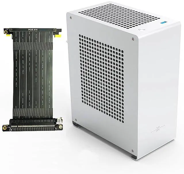 Main image of ZZEW A1P Mini-ITX Case, Micro ITX PC Case, Mini Computer Case in Silver Color, Full Aluminum Small Gaming Case with 3.0 Dual Reverse PCI Riser Cable
