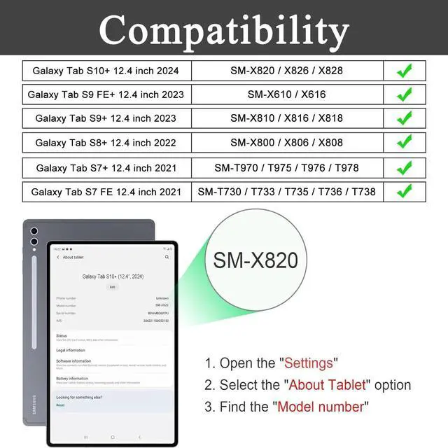 Alt view image 2 of 5 - Keyboard Case for Samsung Galaxy Tab S10+ Plus/S9 FE+ Plus/ S9+ Plus/S8+ Plus/S7 FE/S7+ Plus 12.4inch, Magnetic Detachable Wireless Tablet Keyboard & Slim PU Leather Folio Cover with S Pen Holder