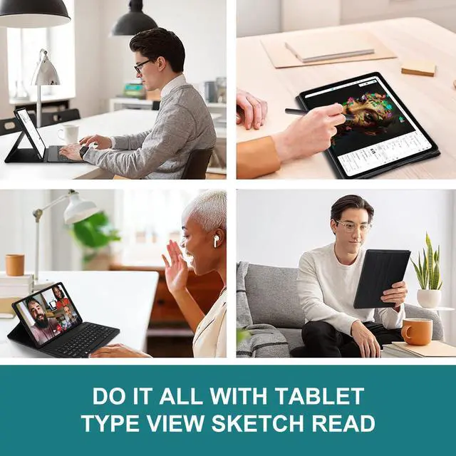 Alt view image 5 of 5 - Keyboard Case for Samsung Galaxy Tab S10+ Plus/S9 FE+ Plus/ S9+ Plus/S8+ Plus/S7 FE/S7+ Plus 12.4inch, Magnetic Detachable Wireless Tablet Keyboard & Slim PU Leather Folio Cover with S Pen Holder