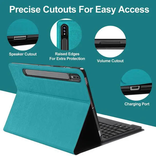 Alt view image 4 of 5 - Keyboard Case for Samsung Galaxy Tab S10+ Plus/S9 FE+ Plus/ S9+ Plus/S8+ Plus/S7 FE/S7+ Plus 12.4inch, Magnetic Detachable Wireless Tablet Keyboard & Slim PU Leather Folio Cover with S Pen Holder