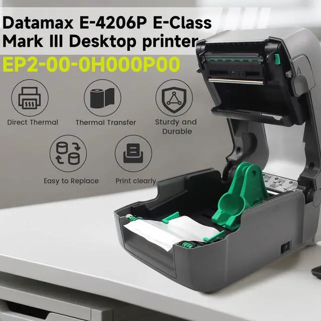 Alt view image 5 of 5 - GETPARTS EP2-00-0H000P00 Datamax E-Class E-4206P Mark III Professional Label Printer Model, LAN USB Serial Interface, with AC Adapter