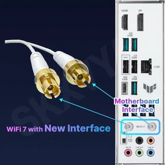 Alt view image 5 of 5 - WiFi 7 Motherboard Magnetic Base Antenna with New Interface for PC Desktop Computer for Asus Z790 X870 X890 Z890 B850 Gaming WiFi7 Motherboard(White)