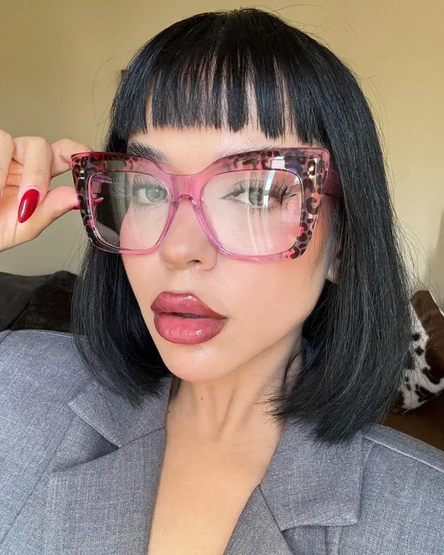 Alt view image 2 of 5 - VOOGLAM Blue Light Glasses for Women Computer Phone TV Anti Eyestrain Dry Eyes Oversize Rectangle Pink Eyeglasses Reina GJGA177782-03