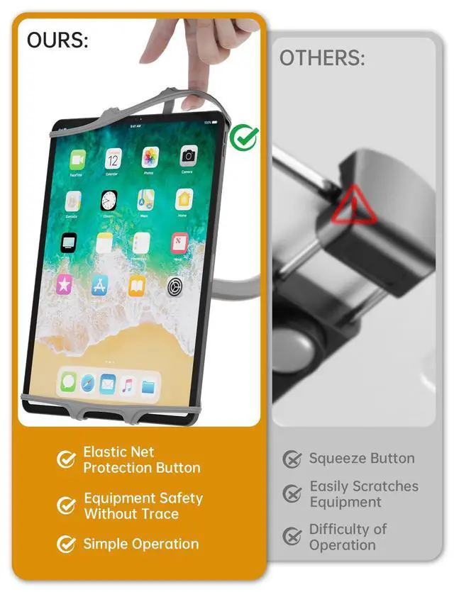 Alt view image 3 of 5 - Gooseneck Tablet Holder for Bed, Adjustable Flexible Ipad Holder Stand, Kindle Stand for Reading in Bed, Compatible with Fire HD, Ipad, Galaxy Tabs, Kindle, Switch, Tablet or Other 7"-12.9" Devices