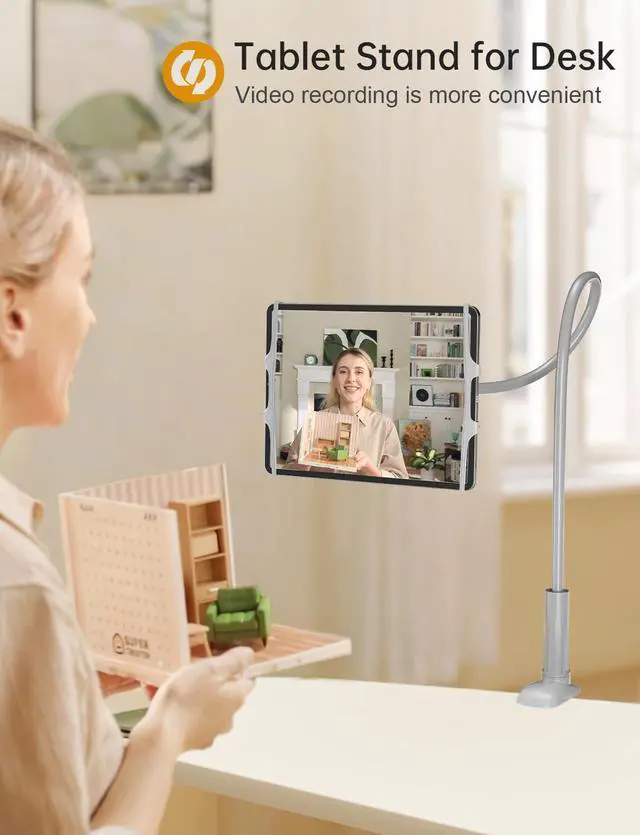 Alt view image 5 of 5 - Gooseneck Tablet Holder for Bed, Adjustable Flexible Ipad Holder Stand, Kindle Stand for Reading in Bed, Compatible with Fire HD, Ipad, Galaxy Tabs, Kindle, Switch, Tablet or Other 7"-12.9" Devices