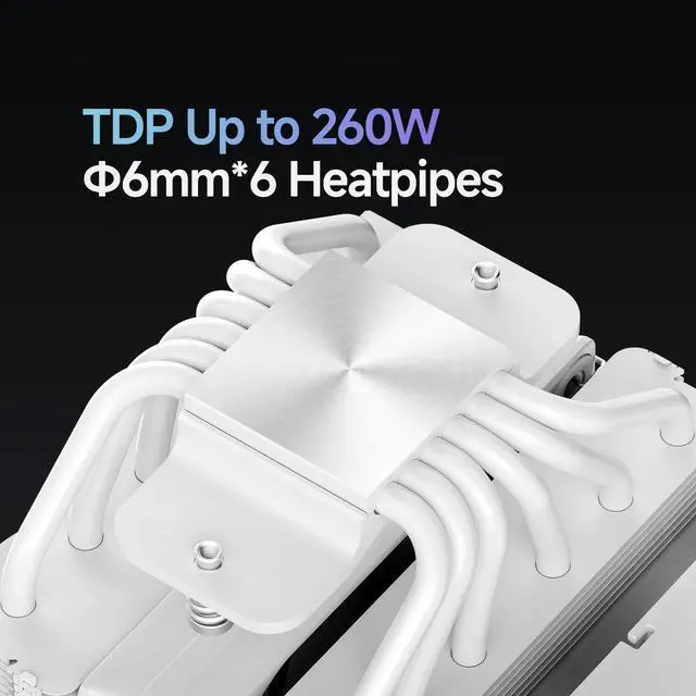 Alt view image 4 of 5 - Iota A62 WH CPU Cooler,CPU Air Cooler with New Digital Display,6 Copper Heat Pipes,120MM FDB Fans,CPU Cooling Fans for AMD AM4/AM5,Intel LGA 115X/1200/1700/1851