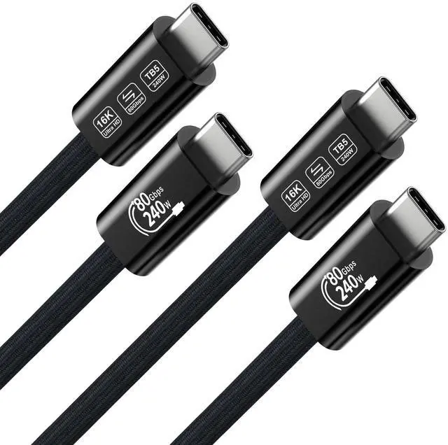 Main image of 2Pack Thunderbolt 5 Cable 3.3FT Support 80Gbps Data Sync, 240W Charging and 16K/8K Monitor or Triple 4k Displays for Apple MacBook Pro, Thunderbolt 4/3 or Most USB C Devices