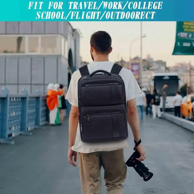 Alt view image 2 of 5 - KINGSLONG Backpack Bookbag Daypack Business: Carry Back Pack Bag fit For 15.6 inch Laptop Computer for School College Travel Work Men Women Water Resistant Lightweight Black1