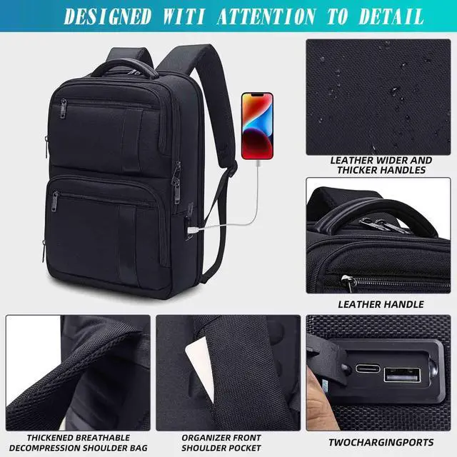 Alt view image 4 of 5 - KINGSLONG Backpack Bookbag Daypack Business: Carry Back Pack Bag fit For 15.6 inch Laptop Computer for School College Travel Work Men Women Water Resistant Lightweight Black1