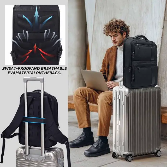 Alt view image 5 of 5 - KINGSLONG Backpack Bookbag Daypack Business: Carry Back Pack Bag fit For 15.6 inch Laptop Computer for School College Travel Work Men Women Water Resistant Lightweight Black1