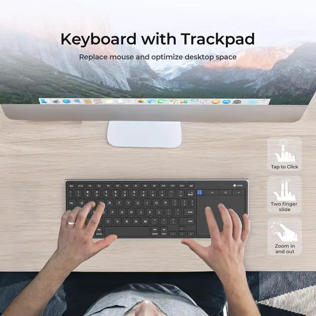 Alt view image 3 of 5 - CZUR Portable Computer Keyboard with Trackpad, Rechargeable Bluetooth Keyboard with Touchpad, Wireless Ultra Slim Keyboard for PC/Laptop/Tablet/Phone, for Windows/Android