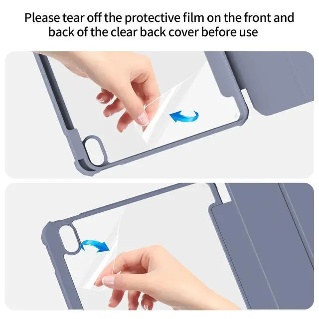 Alt view image 5 of 5 - KVTVOU Case for iPad (A16) 11th/10th Generation (2025/2022, 11/10.9 Inch) with Clasp, Smart Magnetic Detachable Multiple Stand Cover, Hard PC Clear Transparent Back Shell & Auto Sleep/Wake, Purple