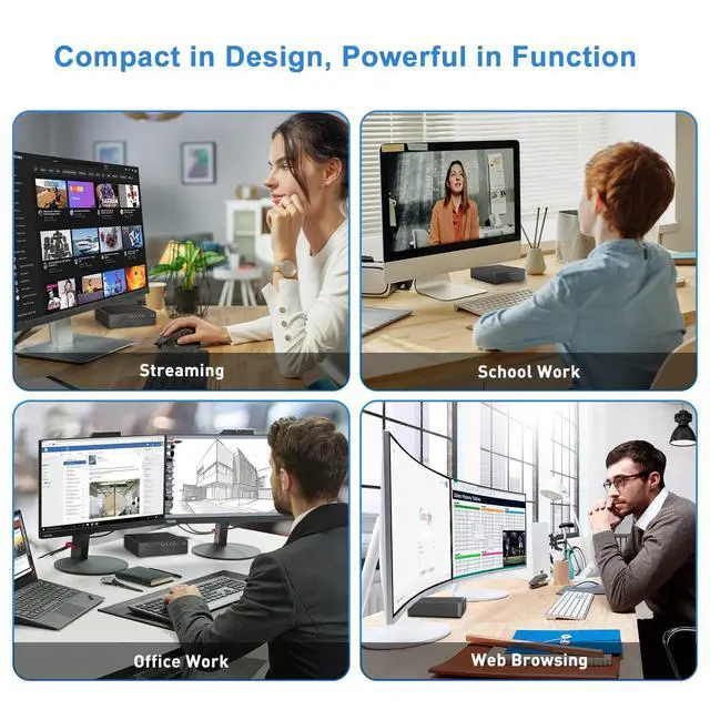 Alt view image 4 of 5 - 2025 Latest Mini PC Windows 11, 8GB RAM 256GB SSD, Quad-Core Processor 2.9GHz, Mini Desktop Computers, Supports 4K@60Hz, HDMI Type-A, VGA, WiFi5, 4 USB3.2 Gen1, LAN Port, Bluetooth5, 2TB Expandable