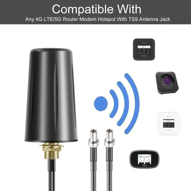 Alt view image 5 of 5 - Waterproof 4G LTE 5G TS9 Omnidirectional MIMO Antenna Compatible with Netgear Nighthawk MR6110 MR6150 MR6500 M6 Pro M7 Pro M1 MR1100 Verizon Hotspots Router, Boosts RV Home Internet, Slinkdsco