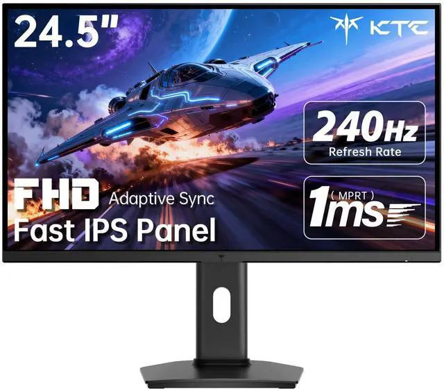 Main image of KTC 24.5 Inch 240Hz Gaming Monitor, FHD 1080p Fast IPS Computer Monitor, 1ms with Adaptive-Sync, HDR400, HDMI x2, DPx1, VESA Mount, Tilt/Pivot/Height Adjustment, H25T7-3