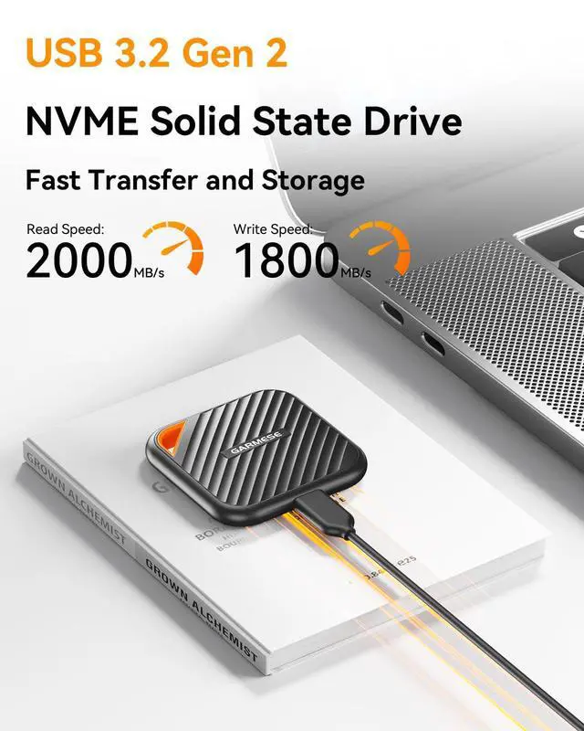 Alt view image 2 of 5 - GARMESE 1TB External SSD Up to 2000MB/s, USB 3.2 Gen 2x2 Portable SSD External Solid State Drives Compatible with Game Console/Tablet/Laptop/Mac, Reliable Storage for Gaming, Students, Professionals