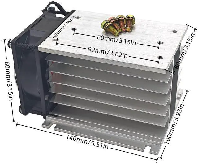 Alt view image 3 of 5 - Aigoodele H110 Aluminum Heat Sink with Fan 220V Heat Sink SSR Dissipation for Single Phase Solid State Relay 40-60A Free Mounting Screws