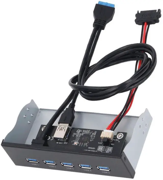 Alt view image 5 of 5 - 5.25 Inch Front Panel Hub, 5 Ports USB 3.2 GEN1 Optical Drive Front Panel USB Hub 19PIN, USB3.2 GEN1 x 5 Internal USB Hub for 8, 10, 2003, for OS X, for Linux Systems